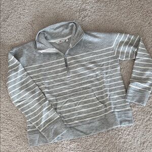 Vineyard Vines Gray and White Striped Pullover